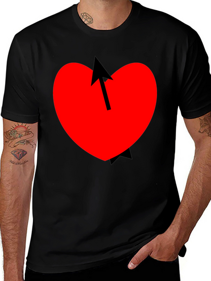 Heart Arrow Graphic Tee - Mens Casual Black T-Shirt