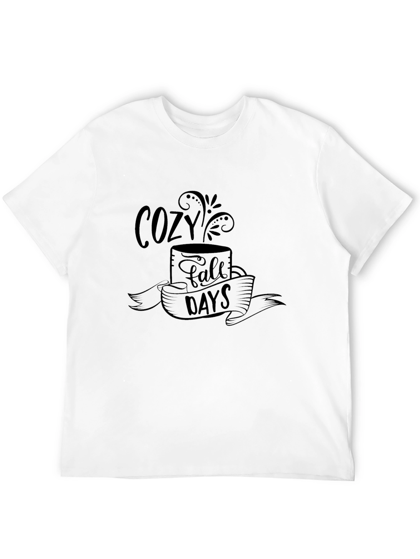 Cozy Fall Days Graphic Tee - Soft Black T-Shirt