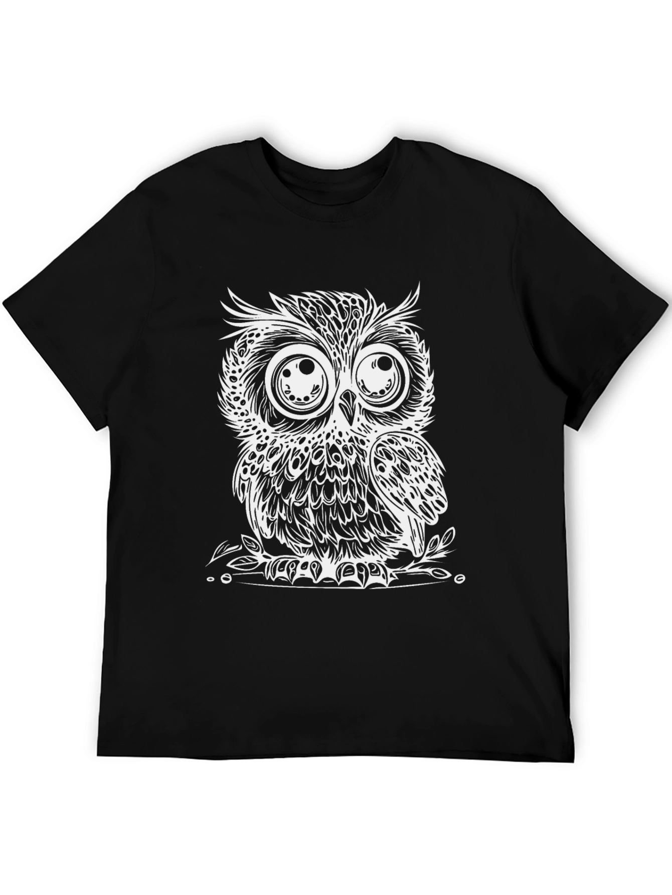Cool Owl Graphic Print Black T-Shirt