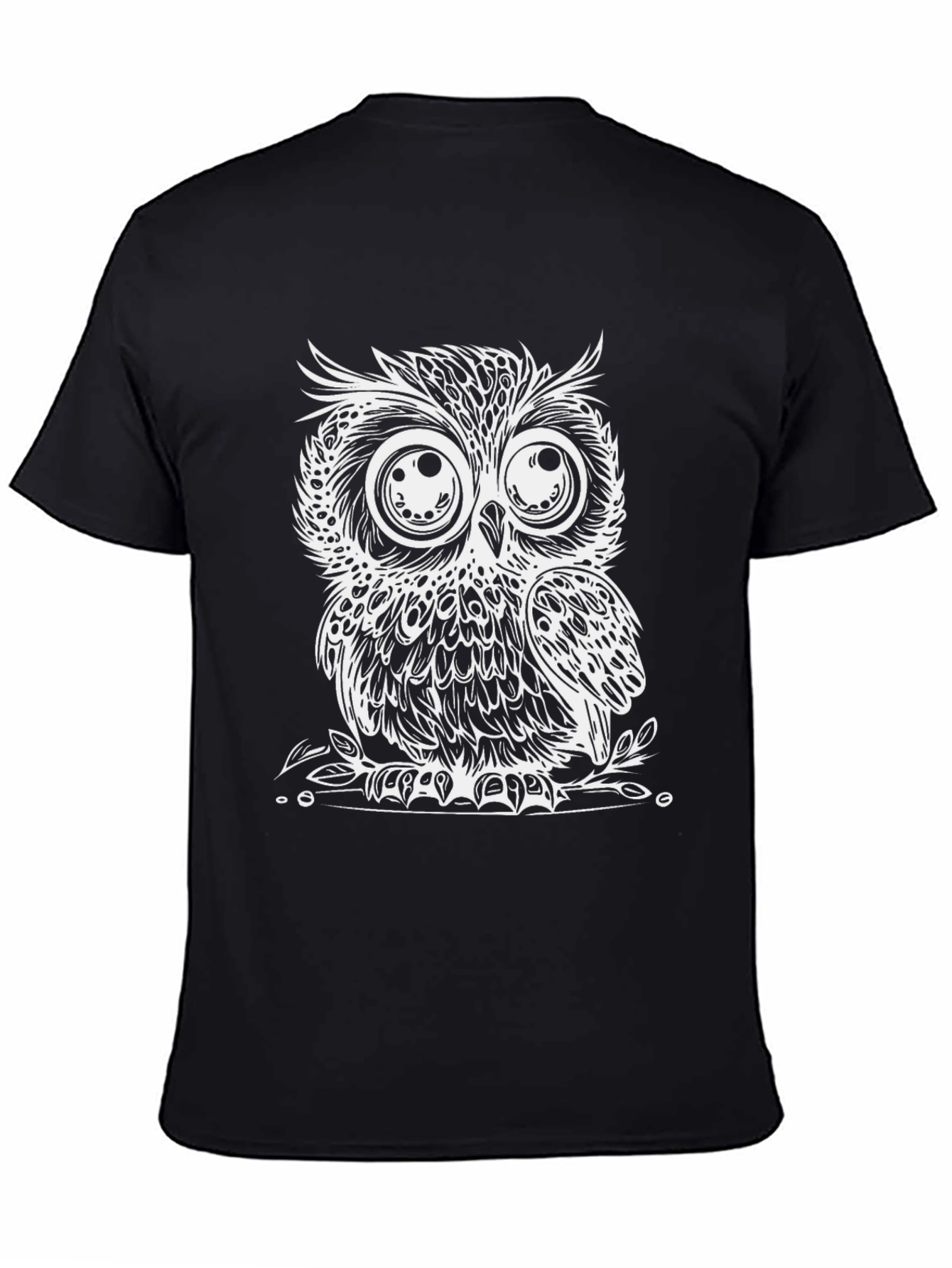 Cool Owl Graphic Print Black T-Shirt