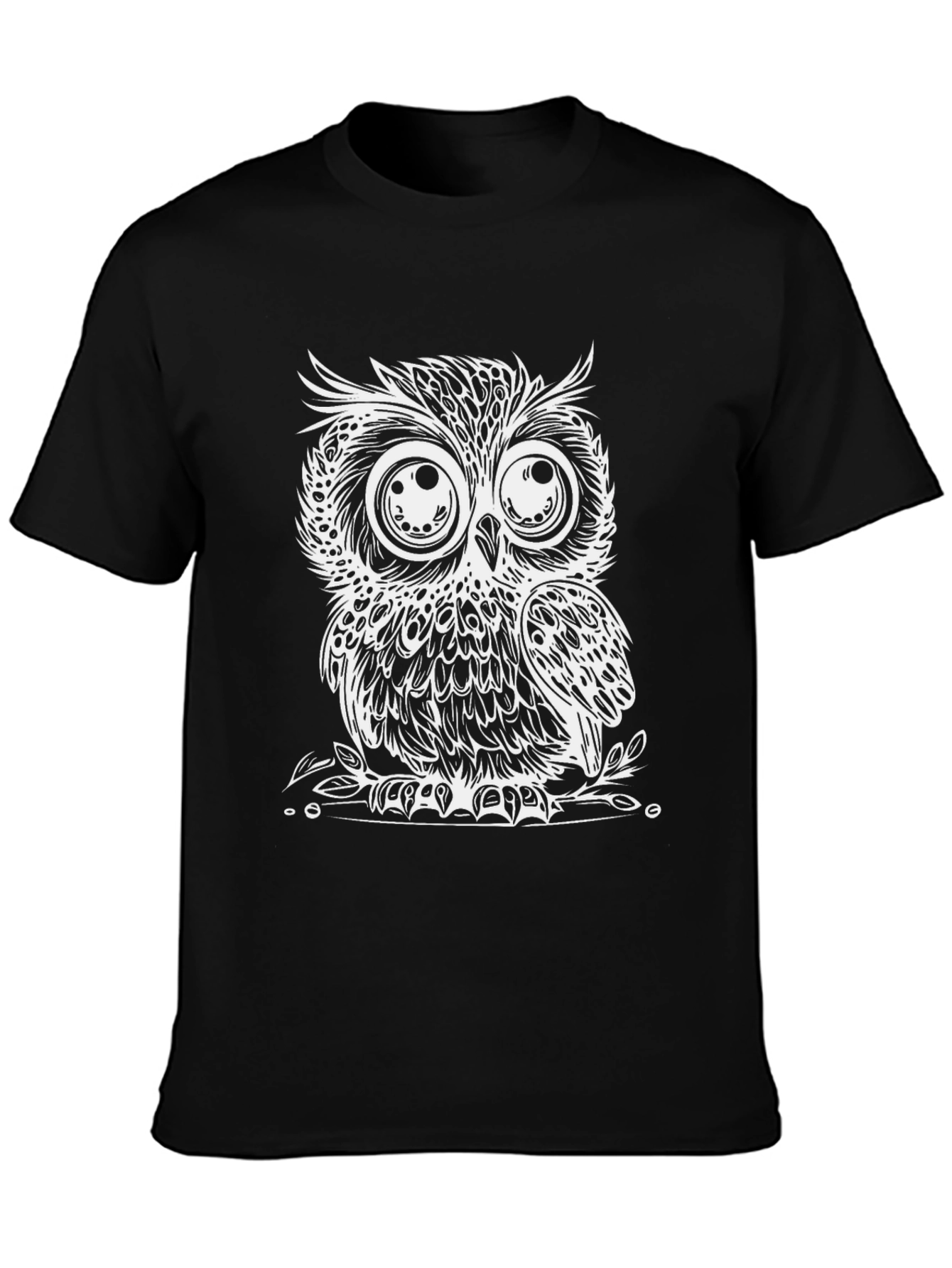 Cool Owl Graphic Print Black T-Shirt