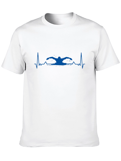 Swimmer Heartbeat T-Shirt - Black Cotton Tee