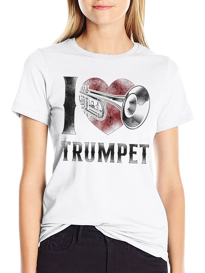 I Love Trumpet T-Shirt Music Heart Notes