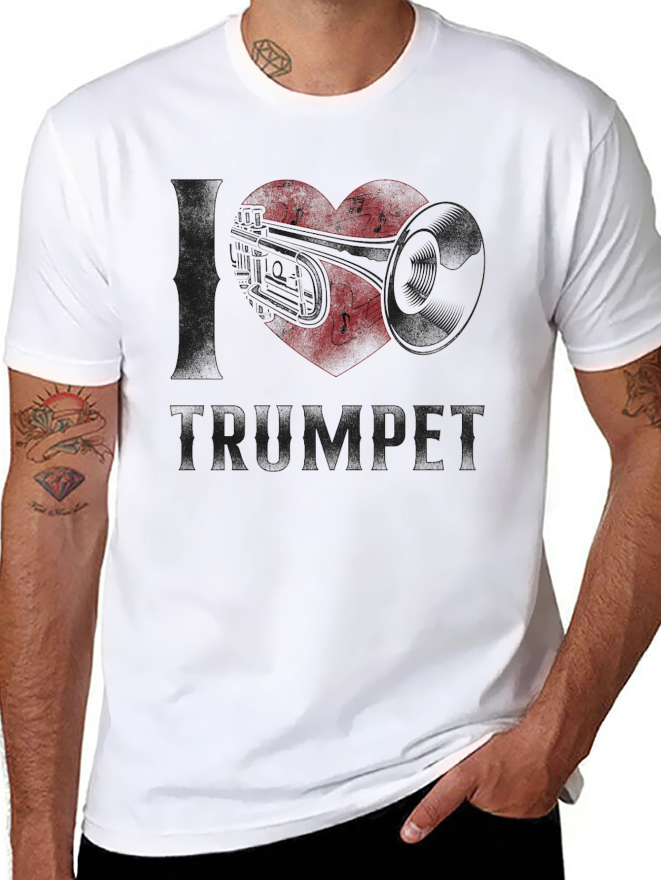 I Love Trumpet T-Shirt Music Heart Notes