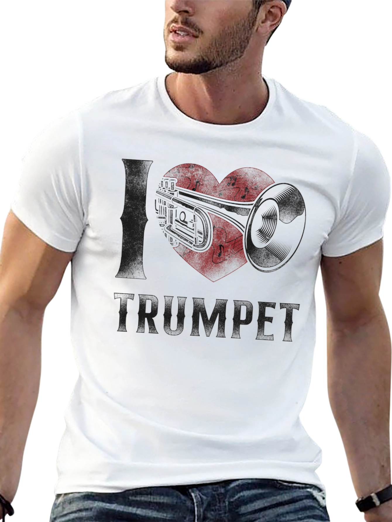 I Love Trumpet T-Shirt Music Heart Notes
