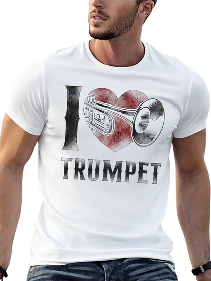 I Love Trumpet T-Shirt Music Heart Notes