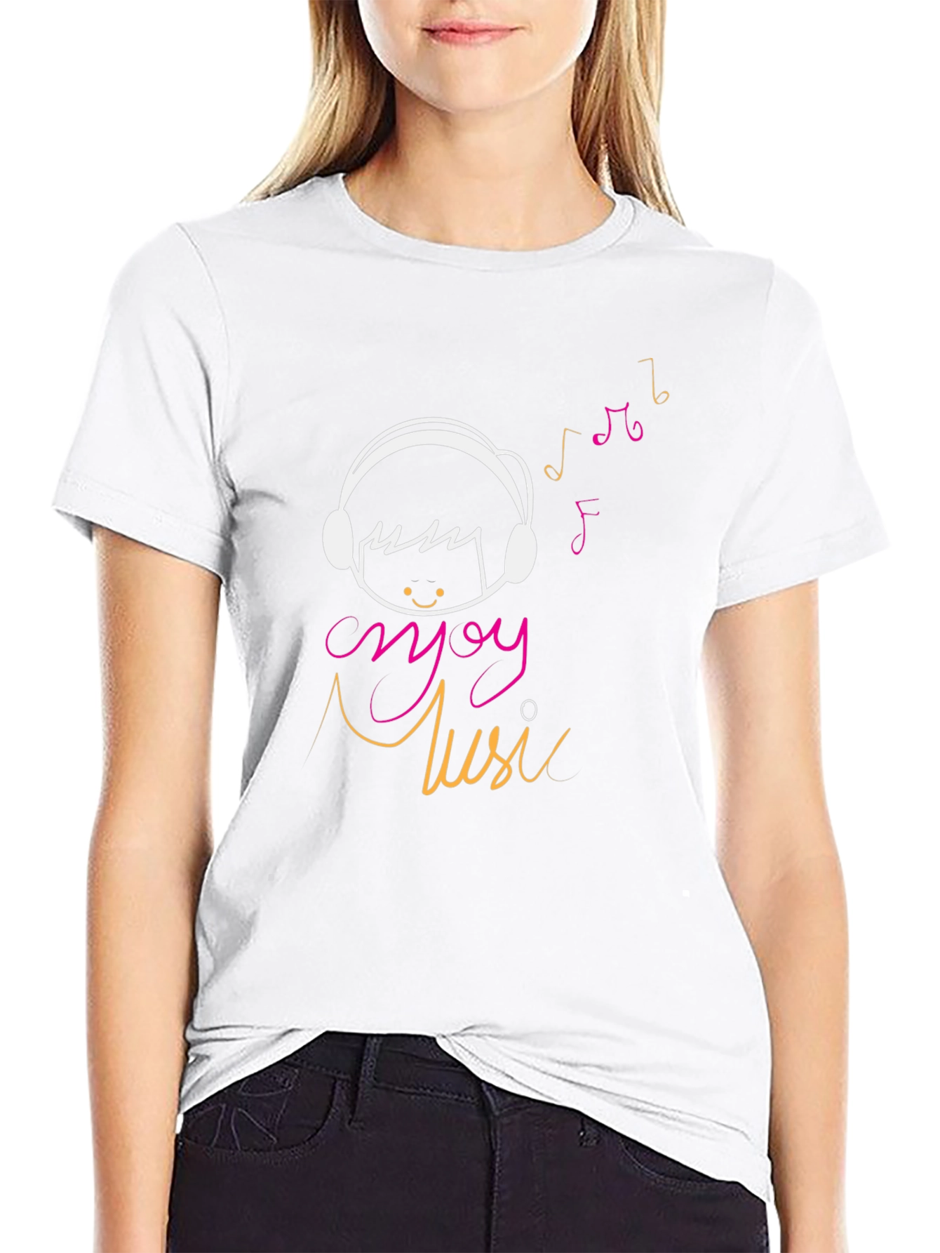 Enjoy Music Graphic Tee - Casual Black T-Shirt