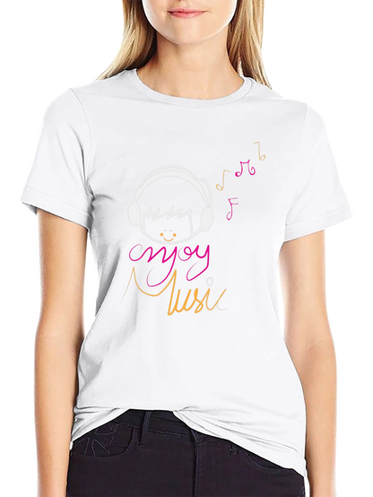 Enjoy Music Graphic Tee - Casual Black T-Shirt