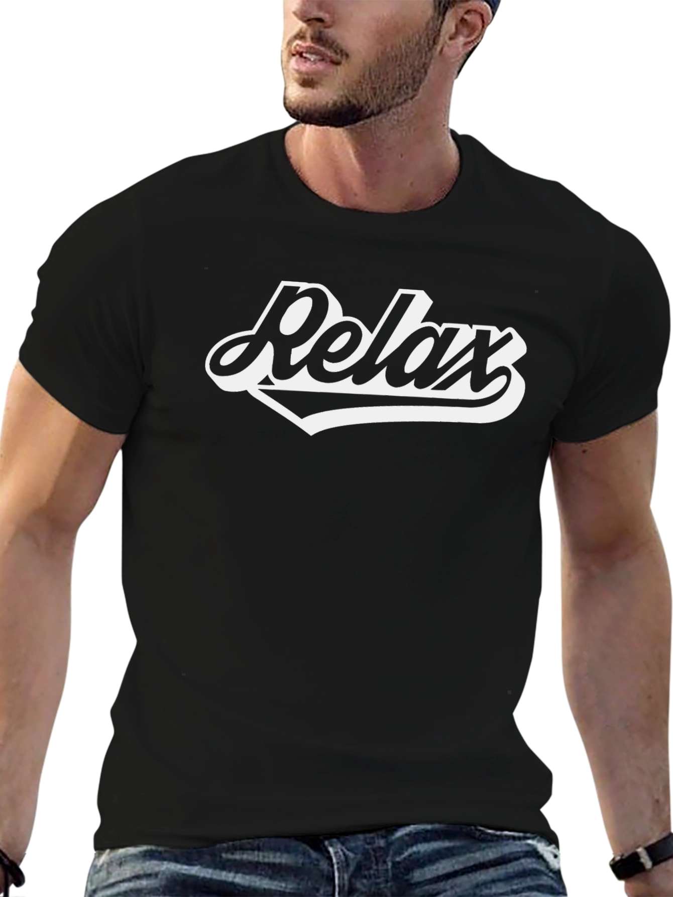 Relax Black Graphic T-Shirt - Casual Comfort