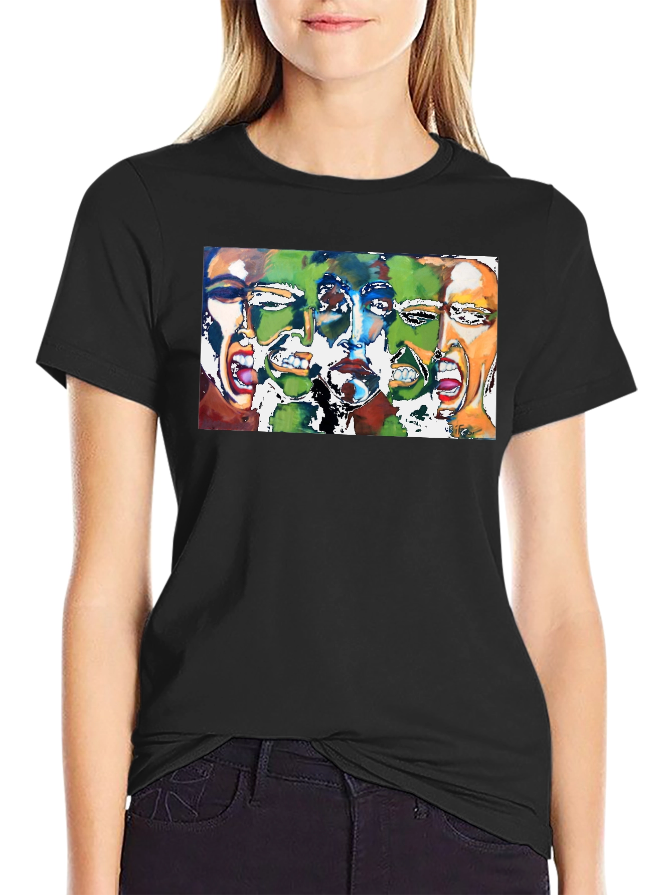 Expressive Faces Graphic Tee - Black Unisex T-Shirt