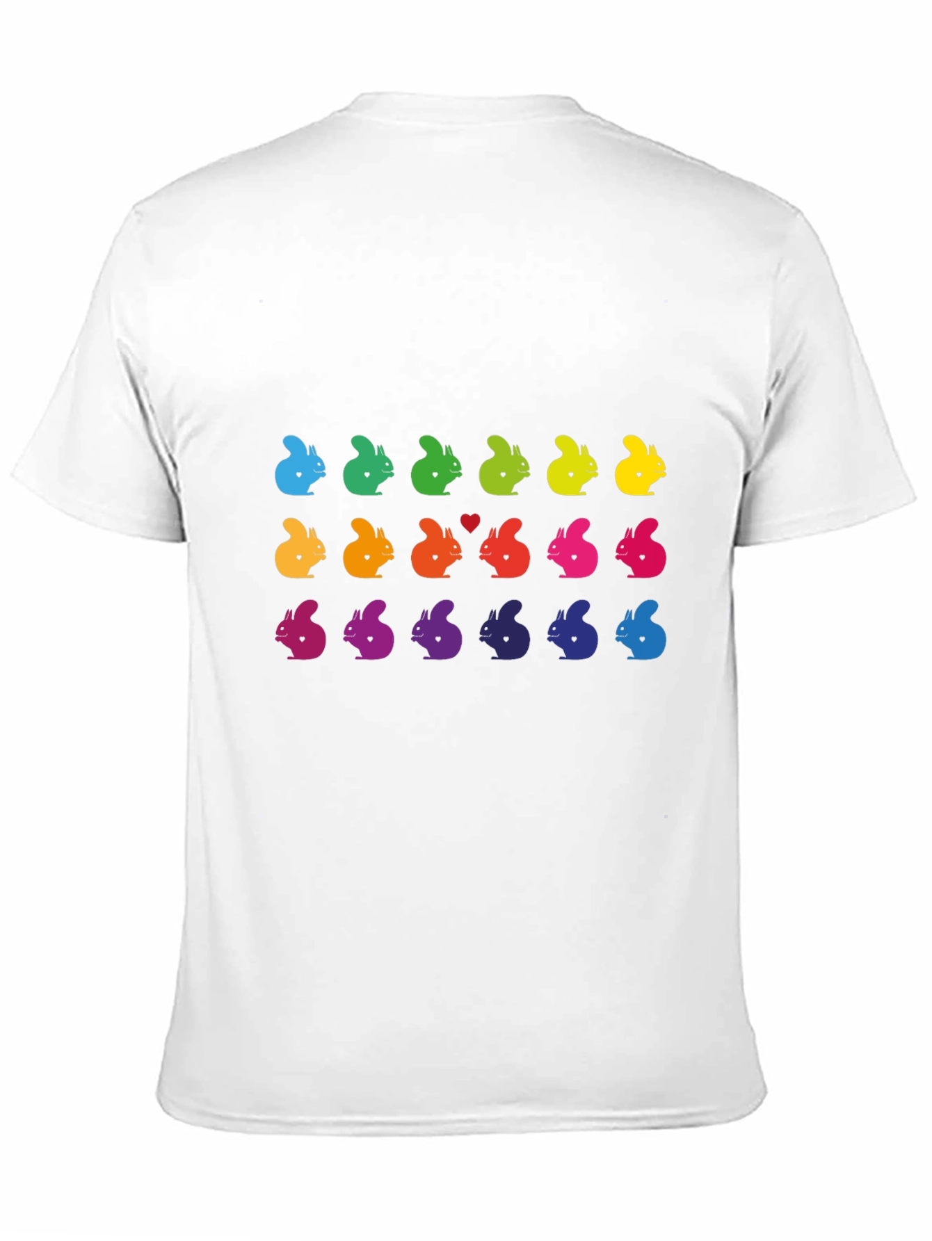 Rainbow Squirrel Pattern Black T-Shirt