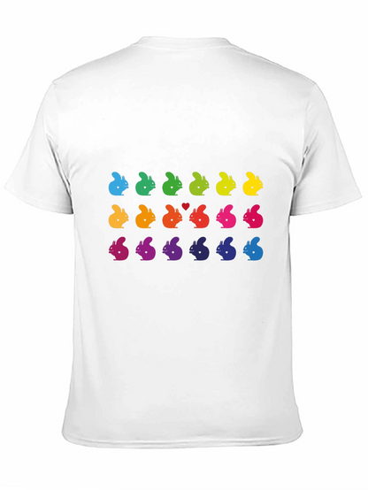 Rainbow Squirrel Pattern Black T-Shirt