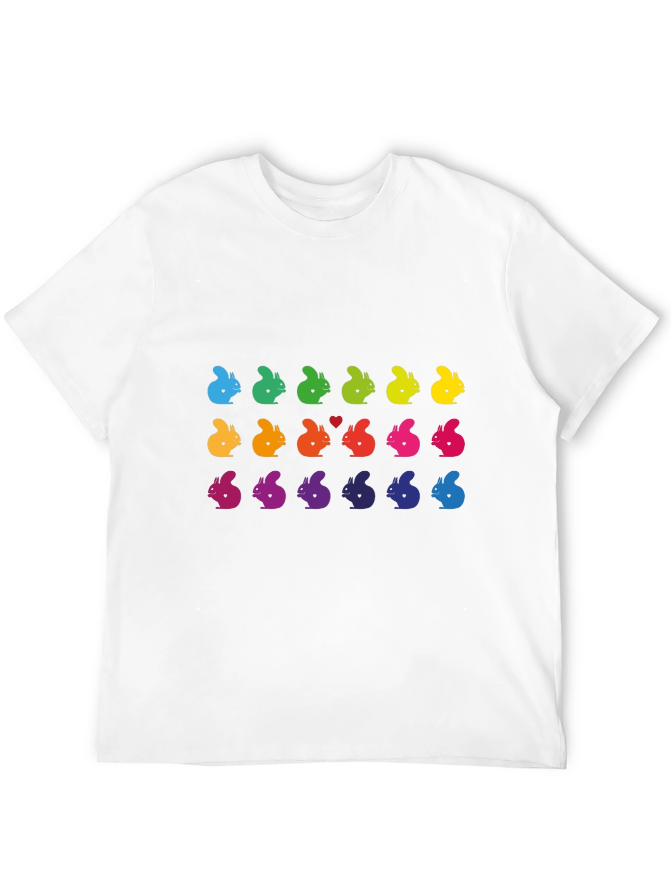Rainbow Squirrel Pattern Black T-Shirt