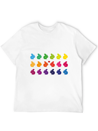 Rainbow Squirrel Pattern Black T-Shirt