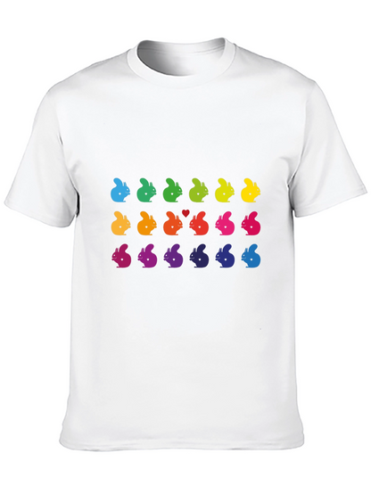 Rainbow Squirrel Pattern Black T-Shirt