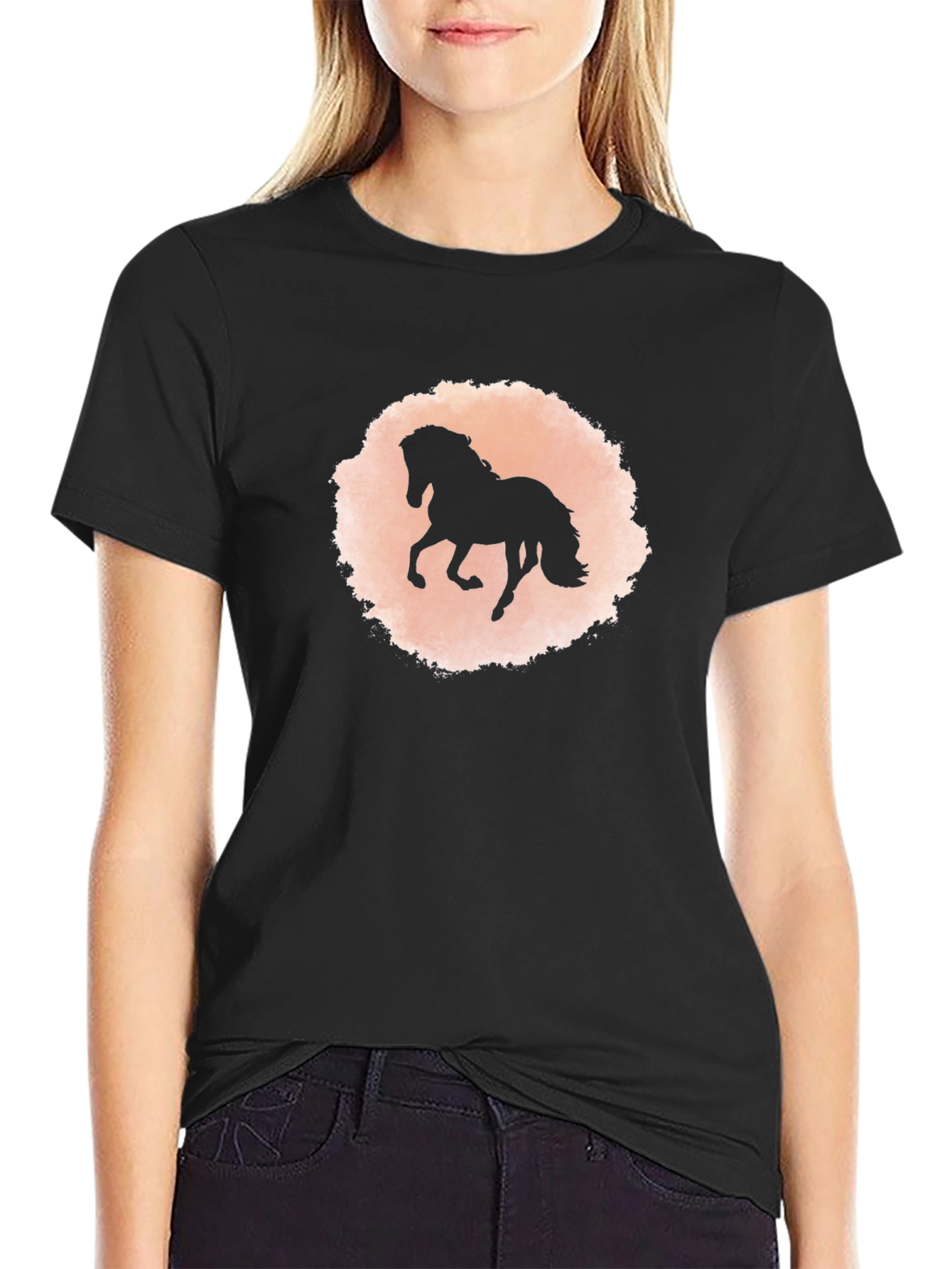 Black Horse Silhouette Graphic T-Shirt