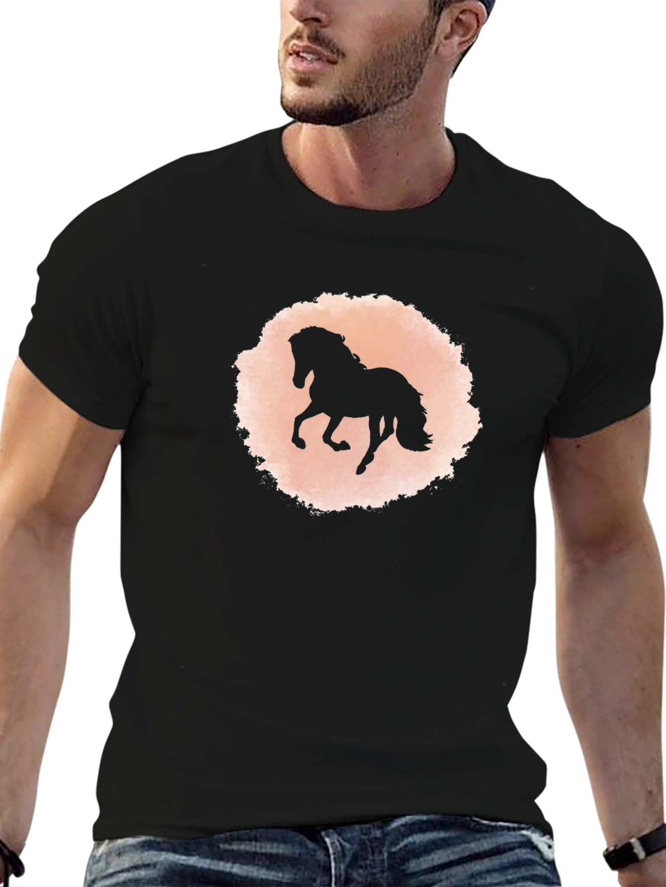 Black Horse Silhouette Graphic T-Shirt