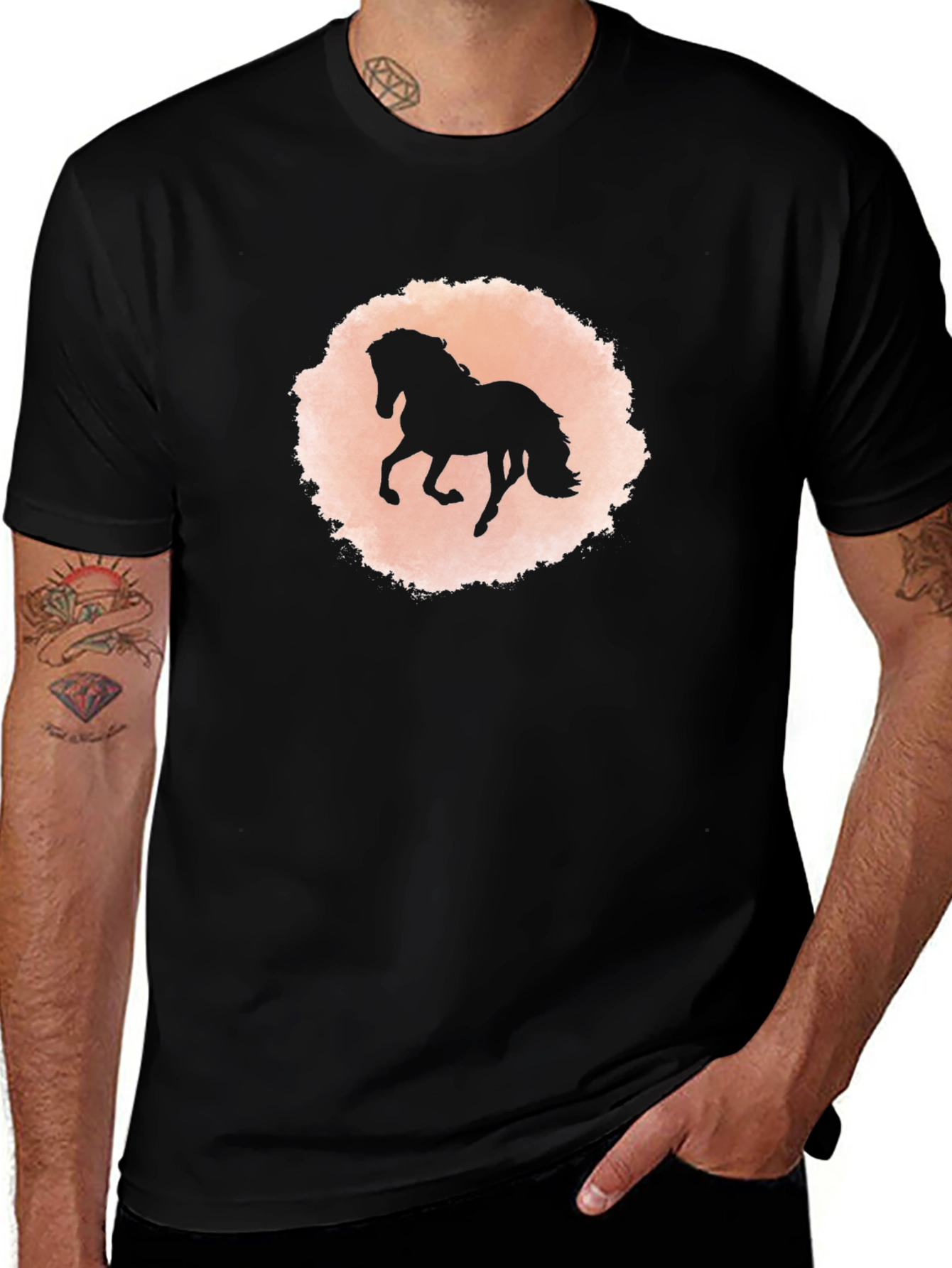 Black Horse Silhouette Graphic T-Shirt