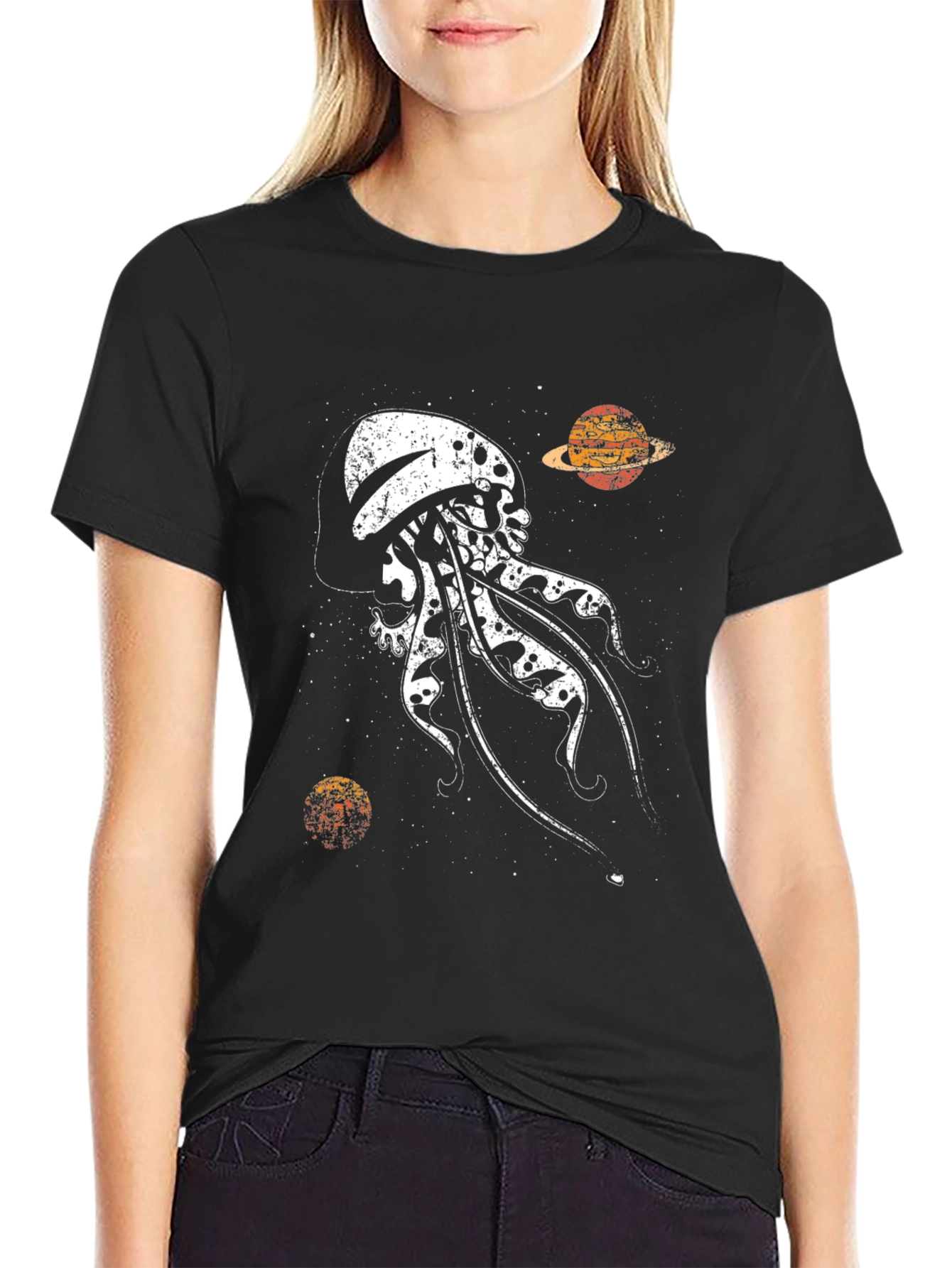 Skull Jellyfish Galaxy Black T-Shirt