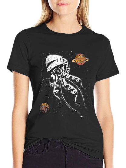 Skull Jellyfish Galaxy Black T-Shirt