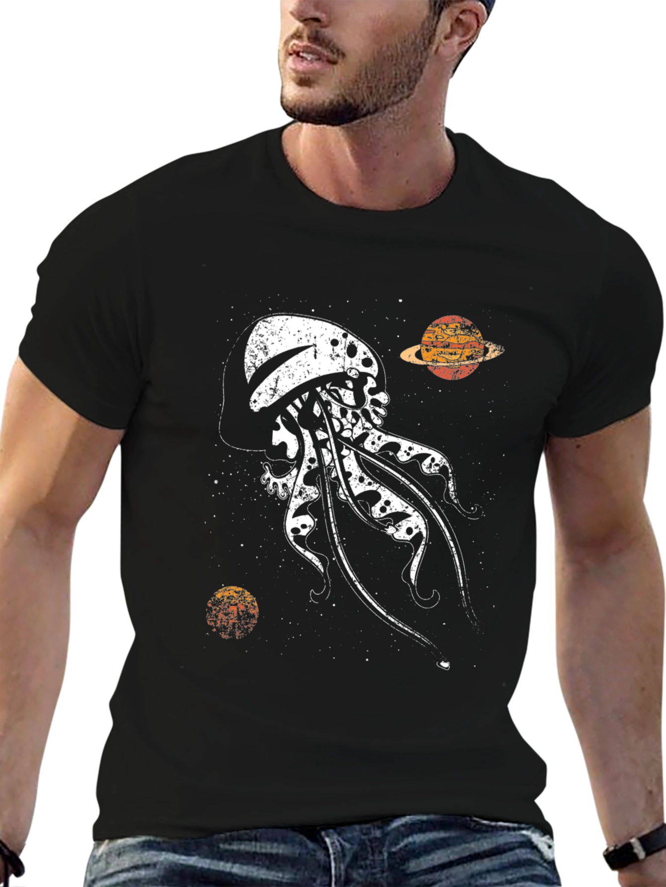 Skull Jellyfish Galaxy Black T-Shirt