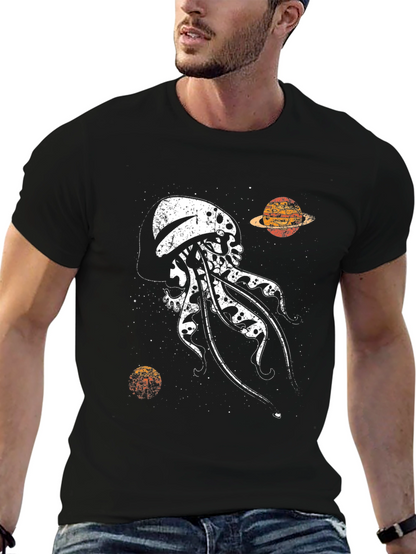 Skull Jellyfish Galaxy Black T-Shirt