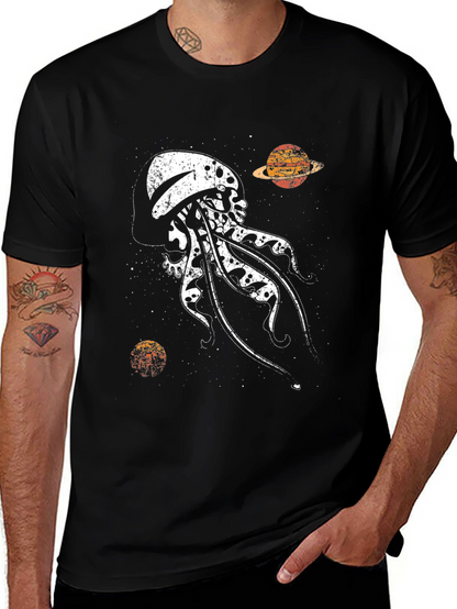 Skull Jellyfish Galaxy Black T-Shirt