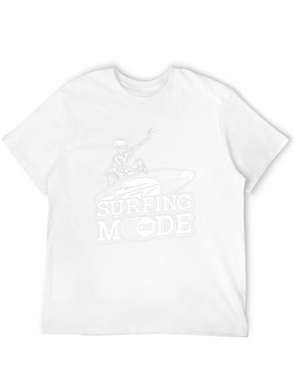 Surfing Mode Skeleton Graphic Black T-Shirt