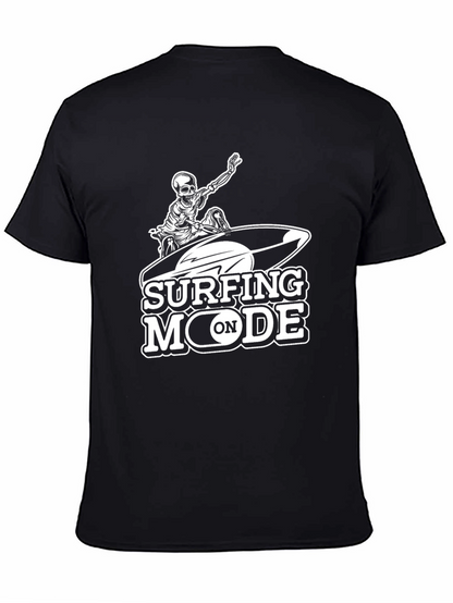 Surfing Mode Skeleton Graphic Black T-Shirt