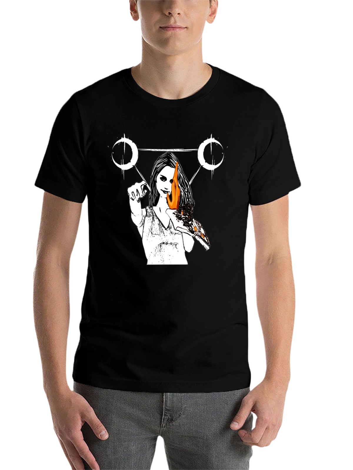 Occult Witch Burning Pizza Slice T-Shirt