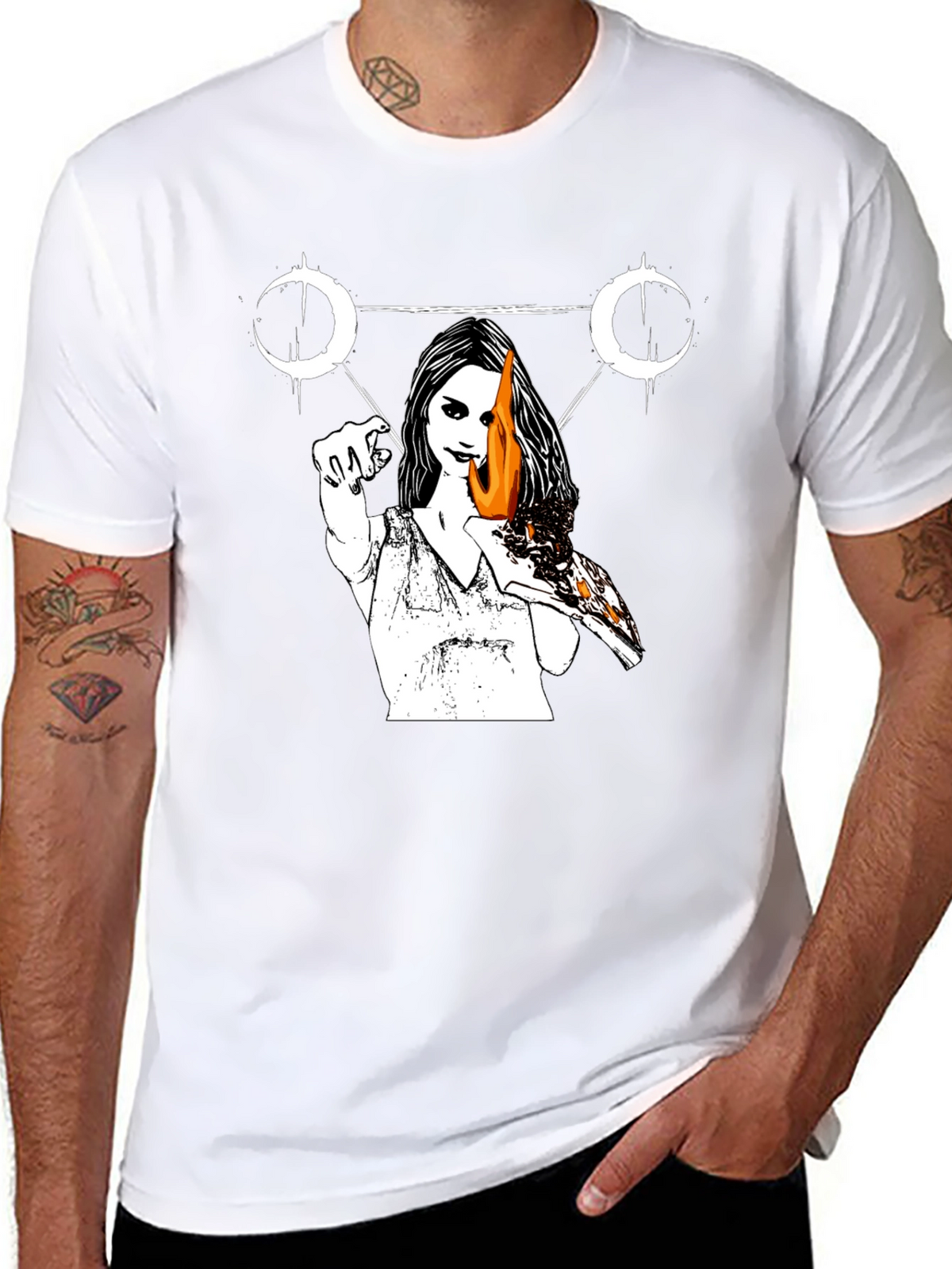 Occult Witch Burning Pizza Slice T-Shirt