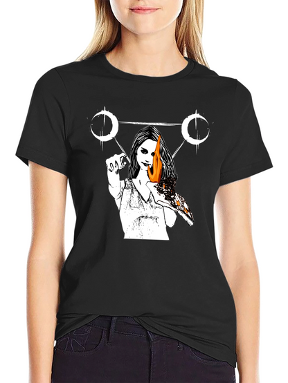 Occult Witch Burning Pizza Slice T-Shirt