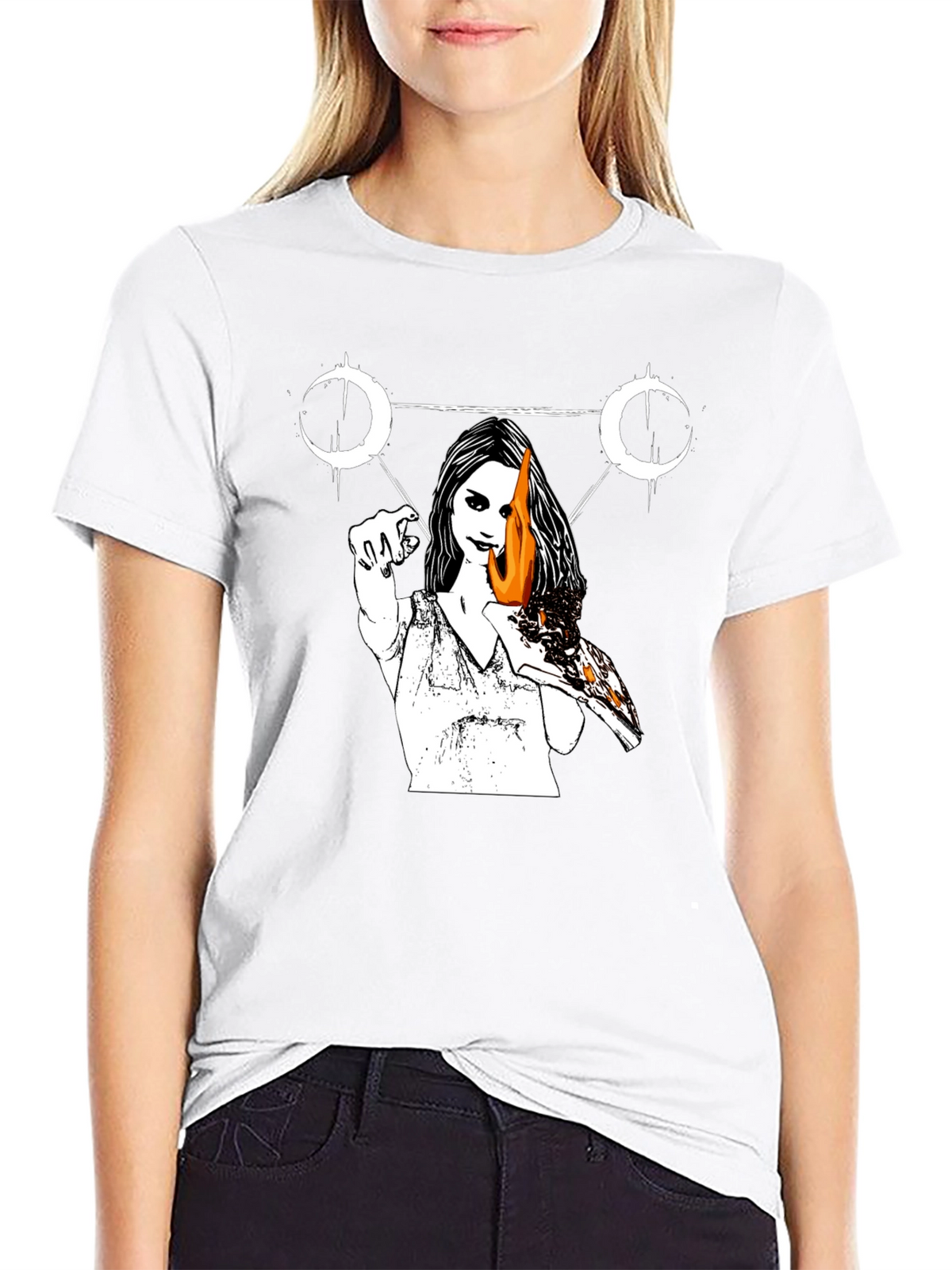 Occult Witch Burning Pizza Slice T-Shirt