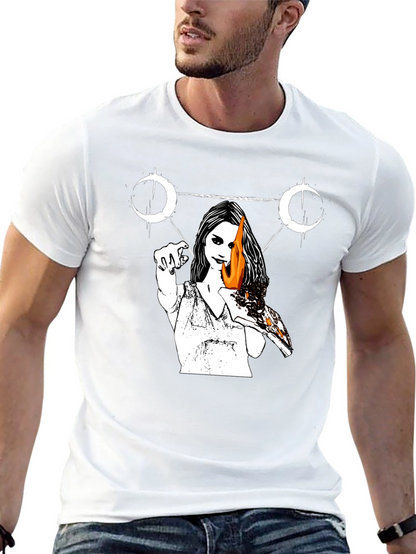 Occult Witch Burning Pizza Slice T-Shirt