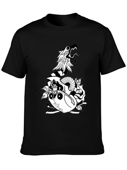 Snake & Skull Graphic Tee - Black Cotton Blend
