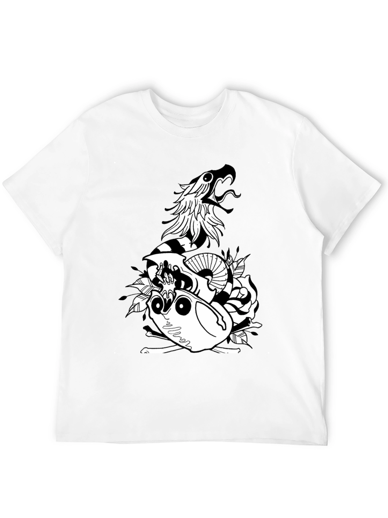 Snake & Skull Graphic Tee - Black Cotton Blend