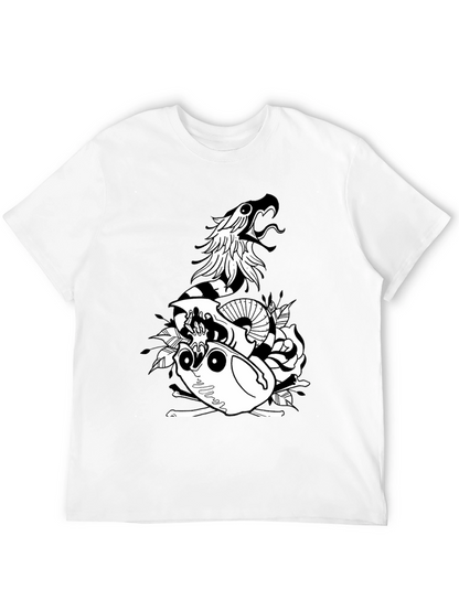 Snake & Skull Graphic Tee - Black Cotton Blend