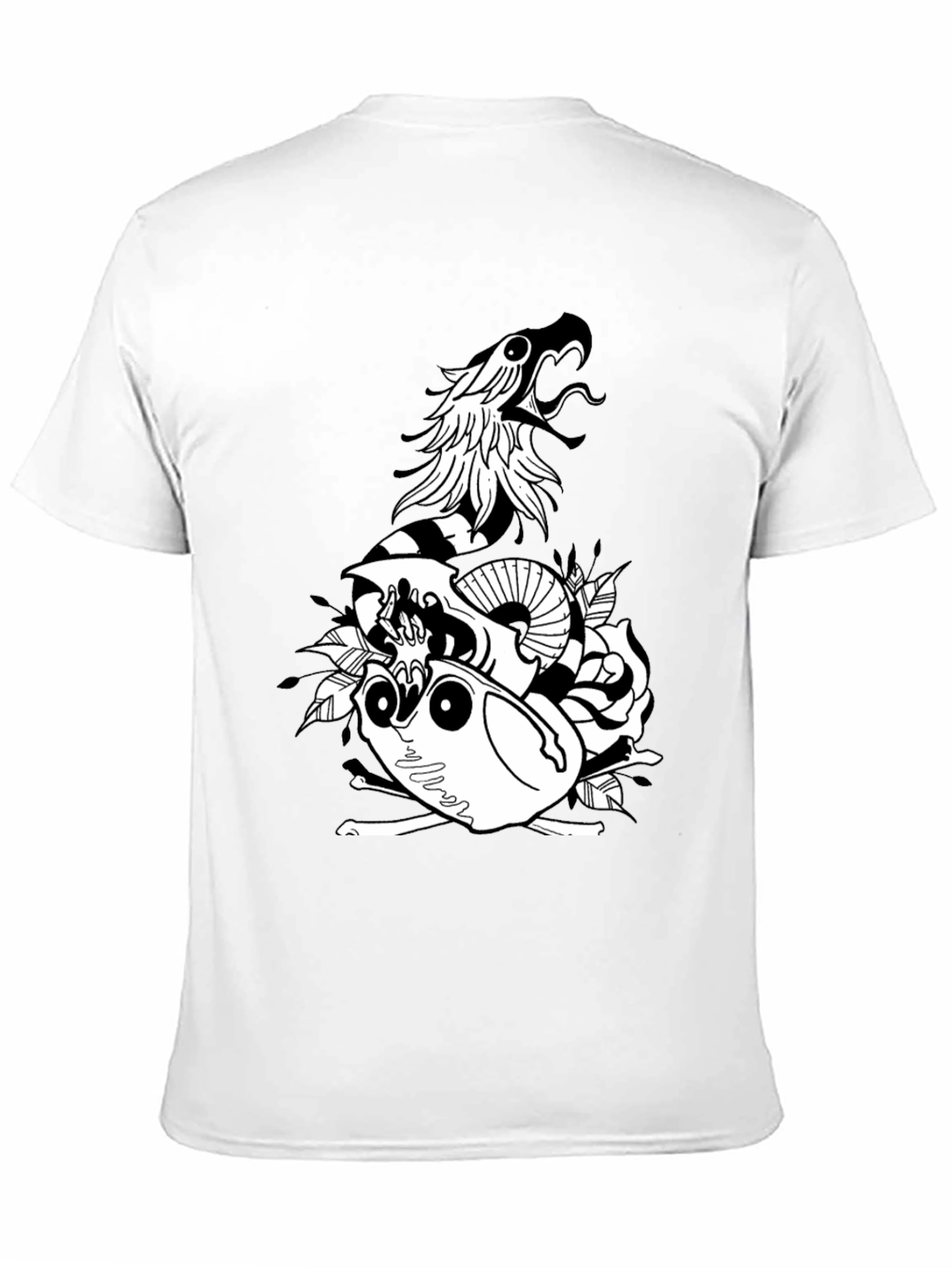 Snake & Skull Graphic Tee - Black Cotton Blend