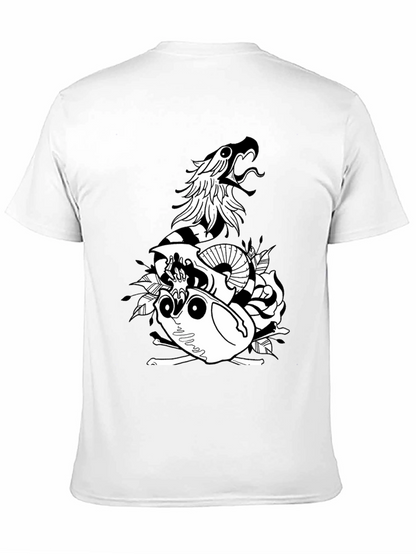 Snake & Skull Graphic Tee - Black Cotton Blend