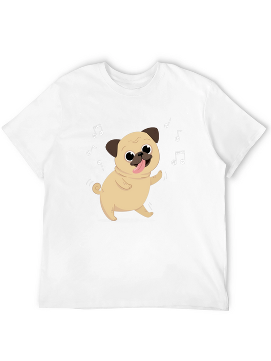 Cute Dancing Pug T-Shirt - Black Cotton Tee