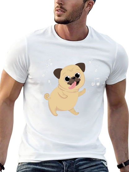 Cute Dancing Pug T-Shirt - Black Cotton Tee
