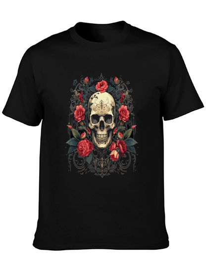 Skull & Roses Graphic Tee - Stylish Gothic Apparel