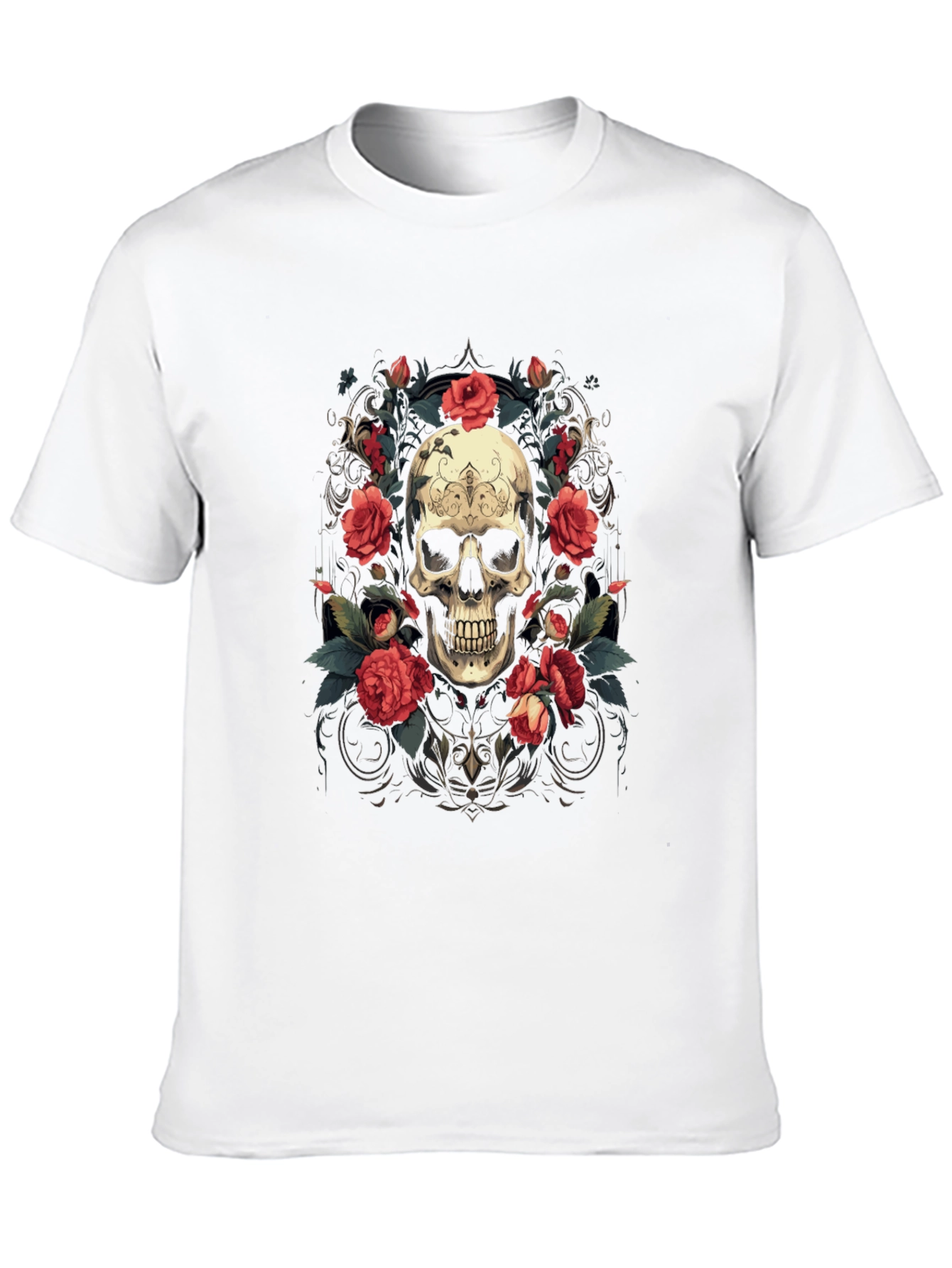 Skull & Roses Graphic Tee - Stylish Gothic Apparel