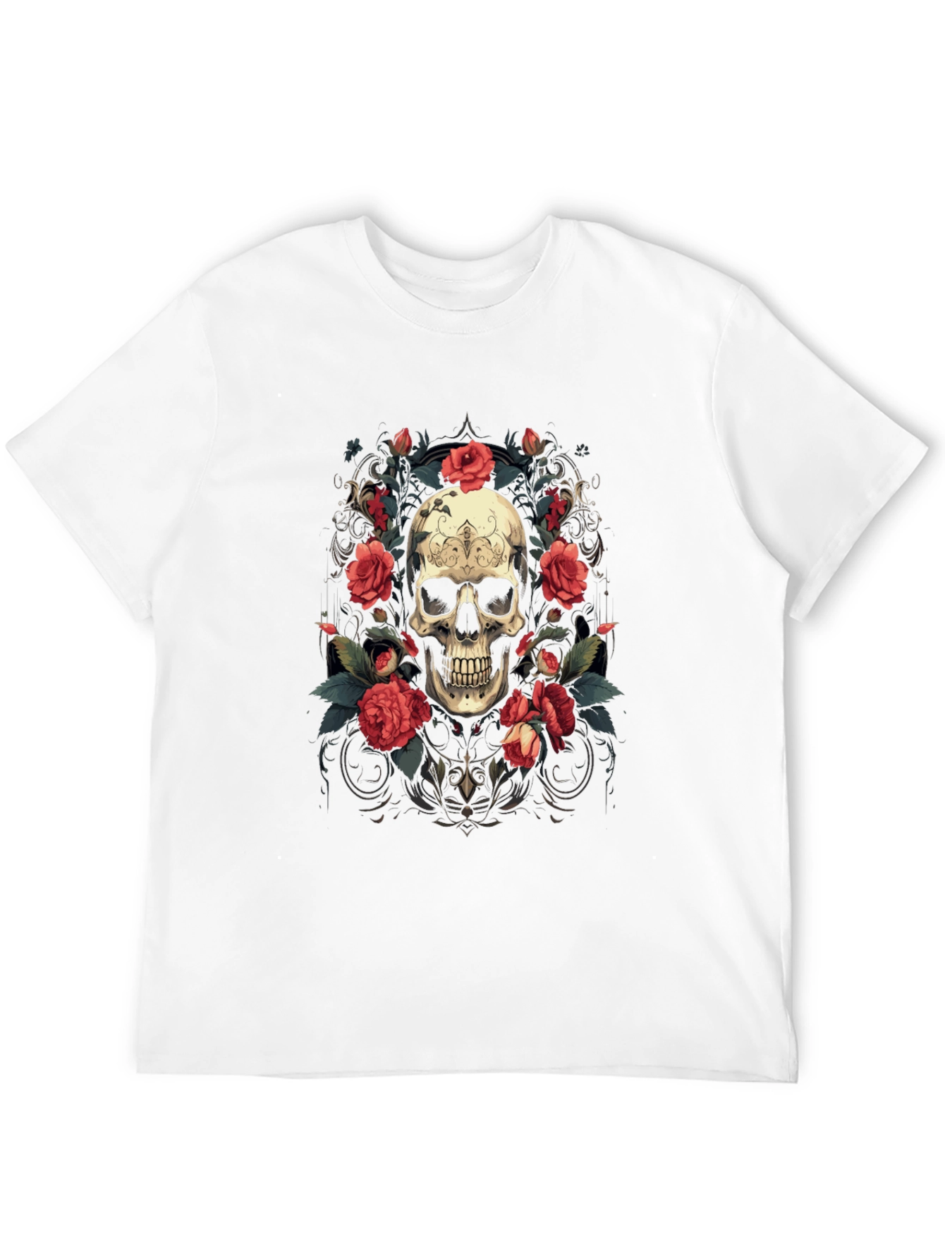 Skull & Roses Graphic Tee - Stylish Gothic Apparel