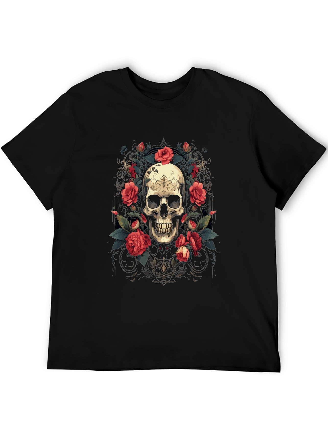 Skull & Roses Graphic Tee - Stylish Gothic Apparel