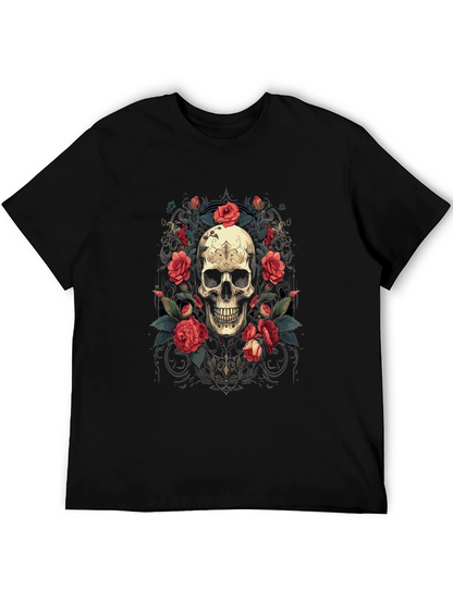 Skull & Roses Graphic Tee - Stylish Gothic Apparel