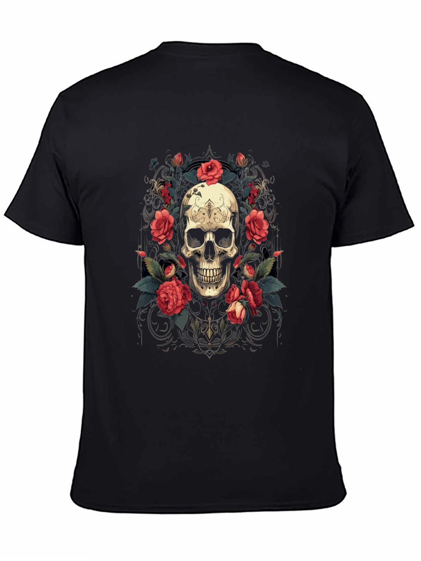Skull & Roses Graphic Tee - Stylish Gothic Apparel