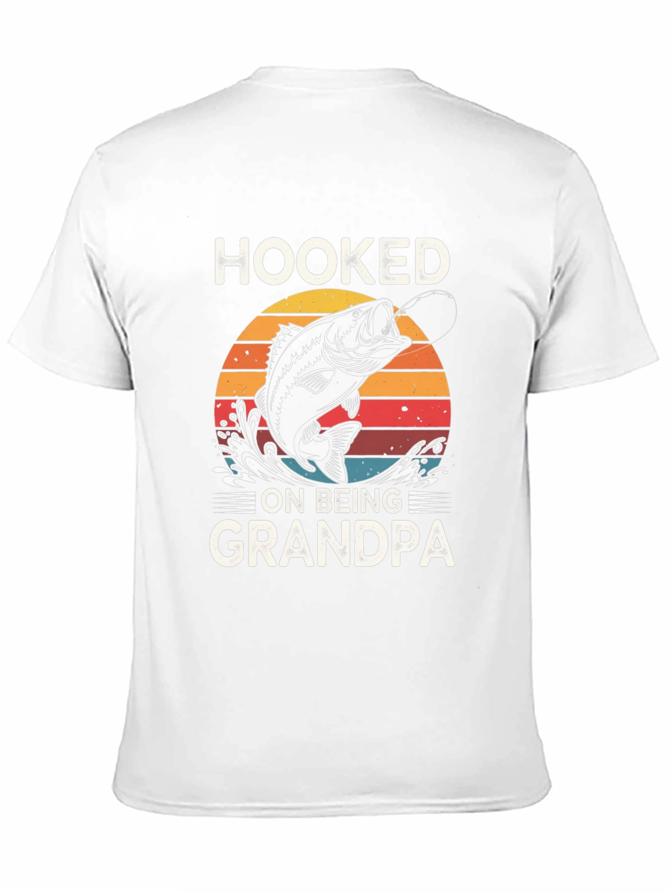 Hooked on Being Grandpa Black Graphic T-Shirt
