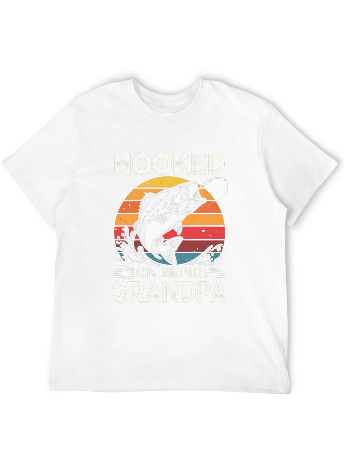 Hooked on Being Grandpa Black Graphic T-Shirt