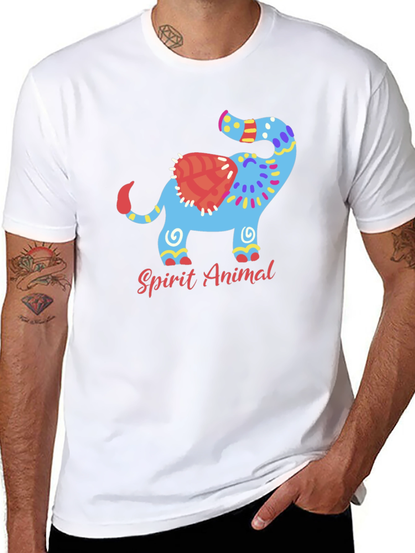 Spirit Animal Elephant Graphic Black T-Shirt